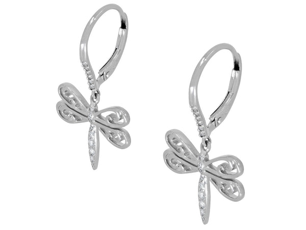 Pavé Set Diamond Dragonfly Earrings