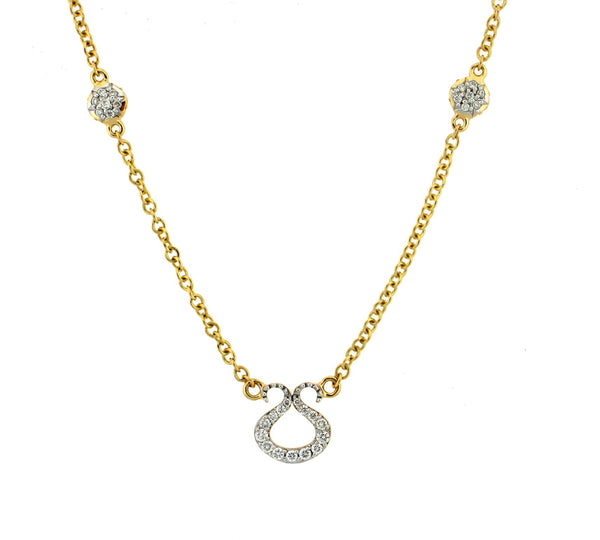 Yellow Gold Diamond Teardrop Pendant Holder Necklace