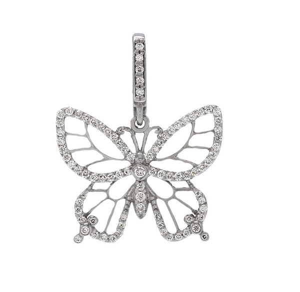 18K White Gold Pavé Diamond Butterfly Pendant