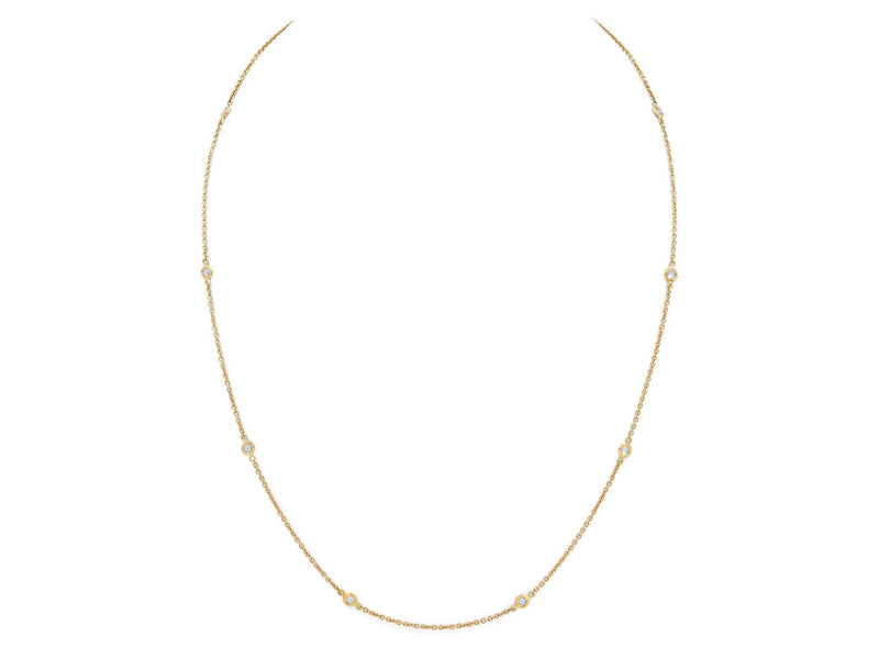 18K Yellow Gold Rose Cut Diamond Station Necklace