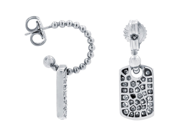 Pavé Set Diamond Dog Tag Earrings