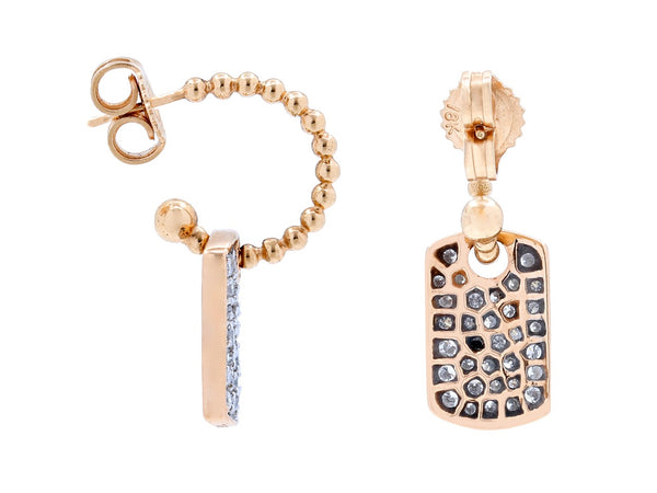 Pavé Set Diamond Dog Tag Earrings