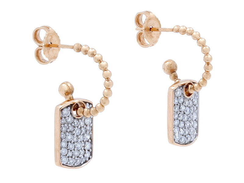 Pavé Set Diamond Dog Tag Earrings