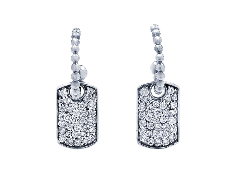 Pavé Set Diamond Dog Tag Earrings