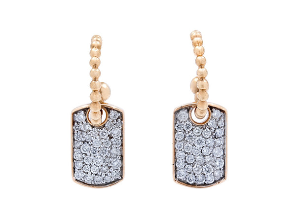 Pavé Set Diamond Dog Tag Earrings