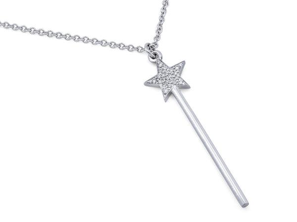 Pavé Set Diamond Star Wand Necklace