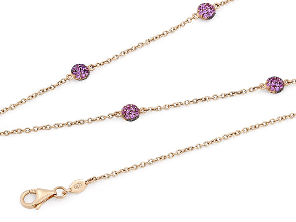 Pavé Set Fine Pink Sapphire Dot Necklace