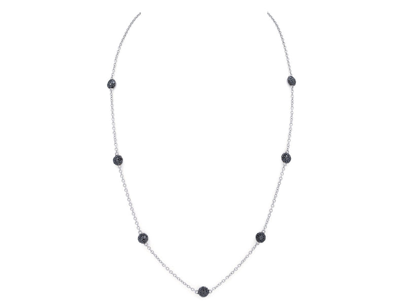 Pavé Set Black Diamond Dot Necklace
