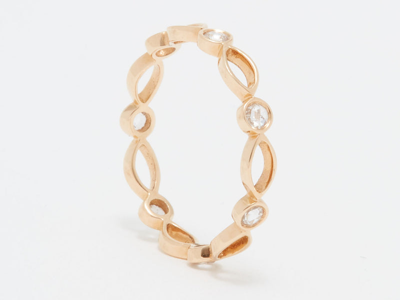 18K Rose Gold and Rose Cut Diamonds in an Open Design Eternity Band
