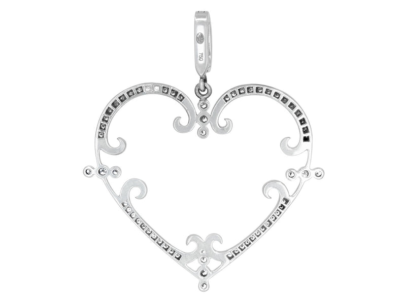 Medium Pavé Set Diamond Filigreen Heart Pendant