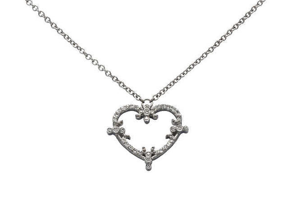 Filigreen Heart Diamond Necklace in 18K White Gold