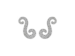 18K White Gold Pavé Set Diamond Swirl Earrings