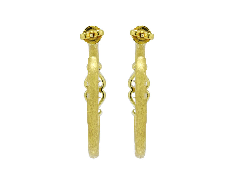 Pavé Set Diamond Double-Heart Hoop Earrings