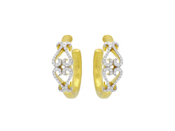 Pavé Set Diamond Double-Heart Hoop Earrings, Small