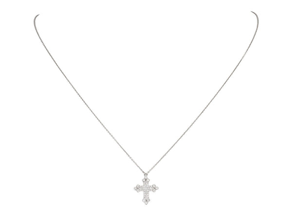 Pavé Set Diamond Cross Pendant Necklace