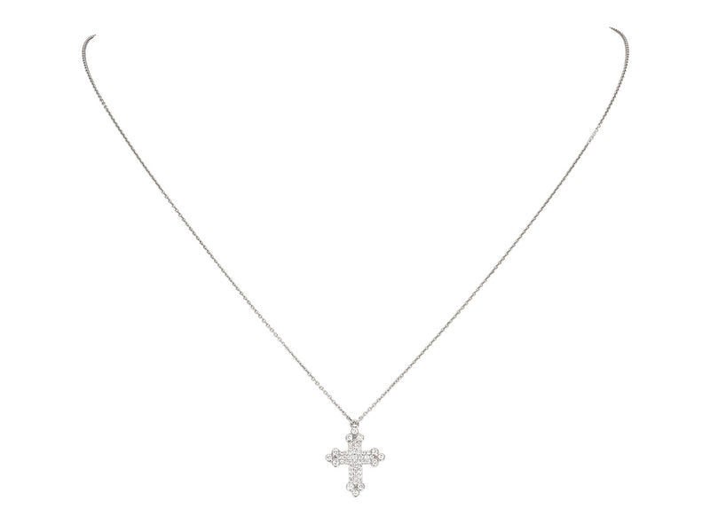 Pavé Set Diamond Cross Pendant Necklace