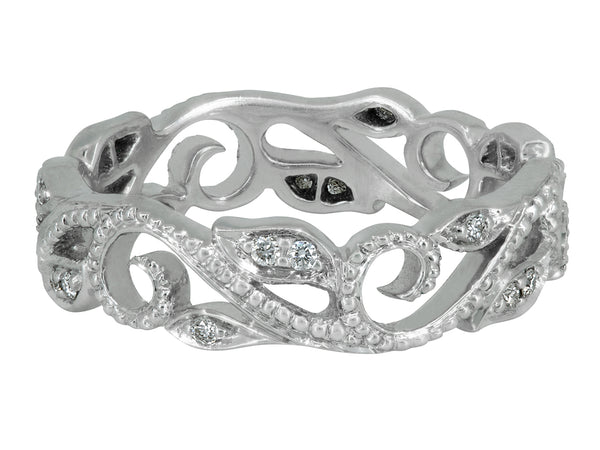 Pavé Set Diamond Leaves and Vine Ring