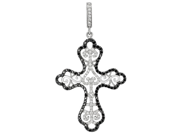 Pavé Set Diamond Cross Filigree Pendant