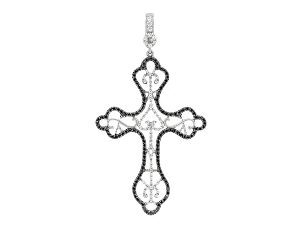 Pavé Set Diamond Cross Filigree Pendant