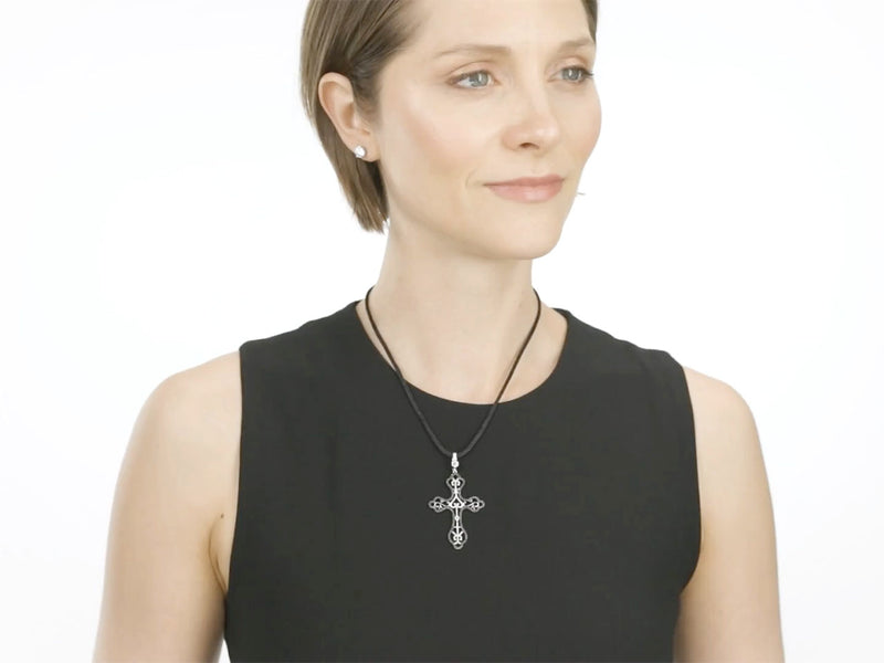 Pavé Set Diamond Cross Filigree Pendant