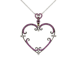 Pavé Set Pink Sapphire Heart Pendant Necklace