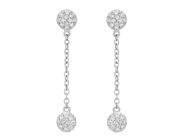 Pavé Set Diamond Dot Dangle Earrings