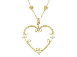 Pavé Set Yellow Sapphire Heart Pendant Necklace