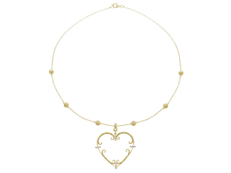 Pavé Set Yellow Sapphire Heart Pendant Necklace