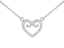 Pavé Set Diamond Heart Pendant Necklace on a Diamond Dot Chain