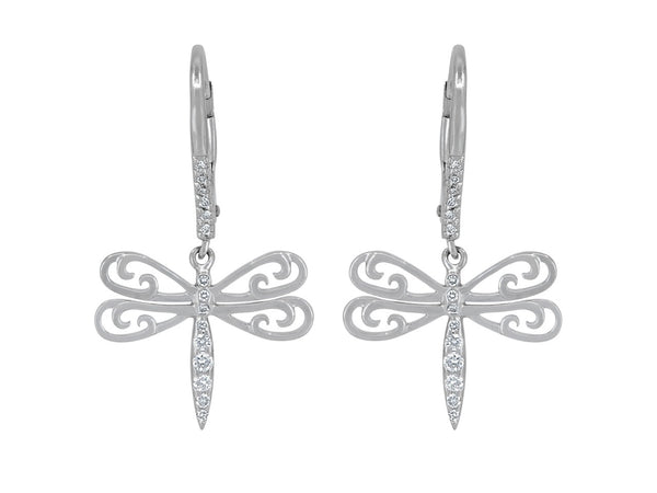 Pavé Set Diamond Dragonfly Earrings
