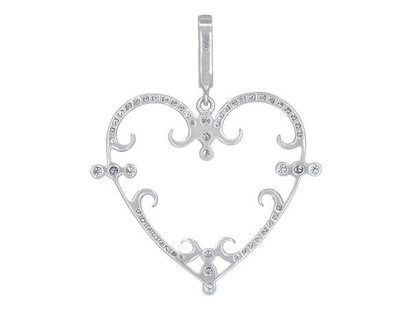 Small Pavé Set Diamond Filigreen Heart Pendant