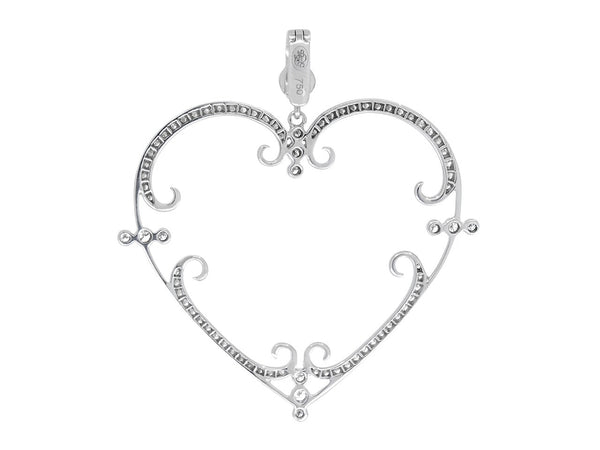 Large Pavé Set Diamond Filigreen Heart Pendant