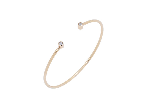 Rose Gold Two Grey Diamond Open Top Bangle Bracelet