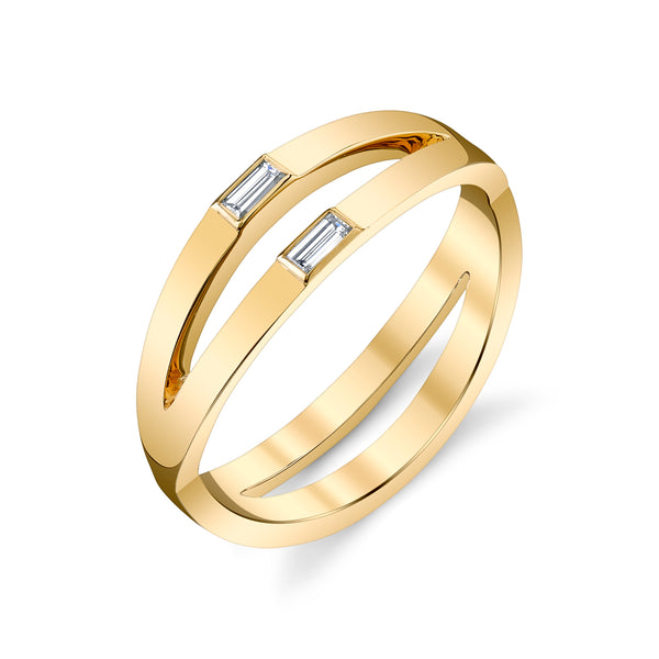 18K Yellow Gold Baguette Twist Ring