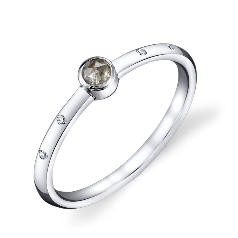 18K White Gold Ring with Brown Fancy Diamond Center and White Diamonds