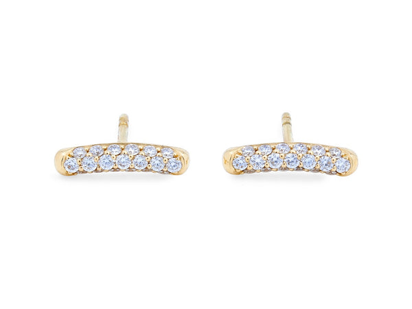 18K Yellow Gold Pavé Set Diamond Bar Earrings