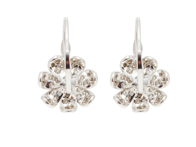 18K White Gold Pave Diamond And Tsavorite Flower Earrings