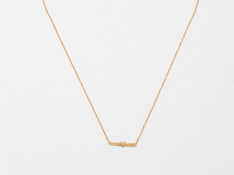 18K Rose Gold Necklace with Bar and Heart with the Word Love