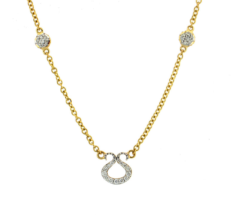 Yellow Gold Diamond Teardrop Pendant Holder Necklace