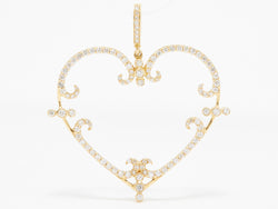 Medium Pave Set Diamond "Filigreen" Heart Pendant