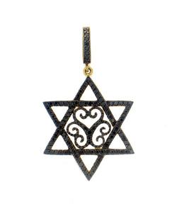 18K White Gold and Black Diamond Star of David