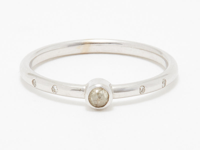 18K White Gold Ring with Brown Fancy Diamond Center and White Diamonds