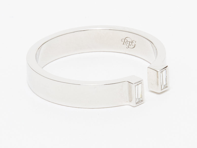 18K White Gold Two Diamond Baguette Ring