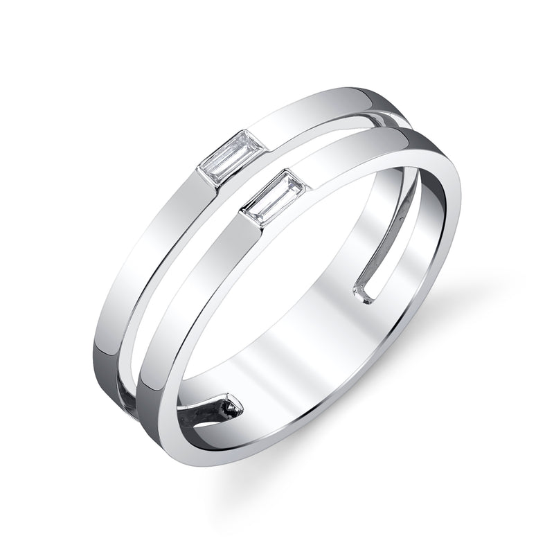 18K White Gold Double Baguette Ring