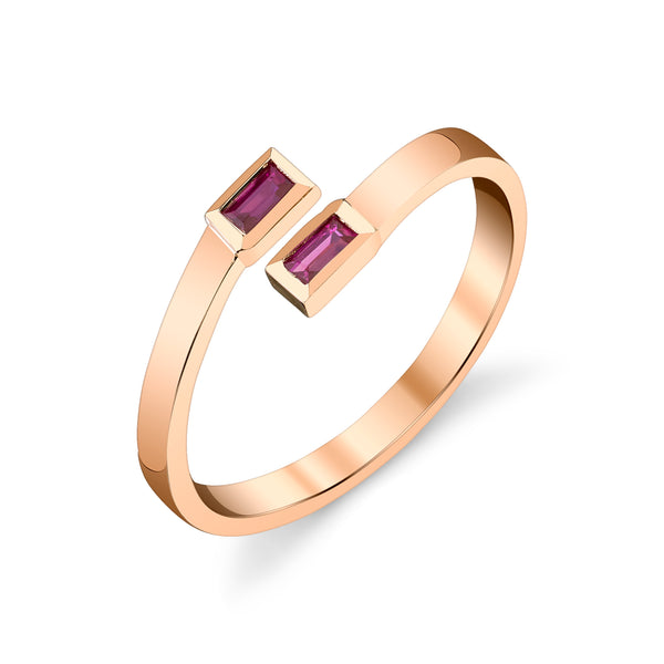 18K Rose Gold Ruby Baguette Ring
