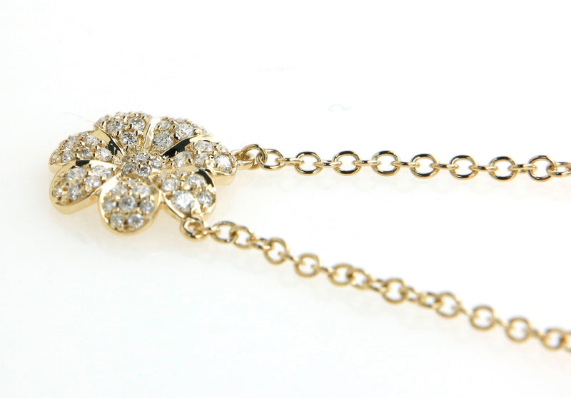 Diamond Flower Pendant Necklace in 18K Yellow Gold