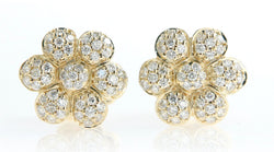 Pavè Diamond Flower Earrings in 18K Yellow Gold