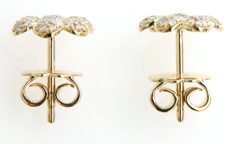 Pavè Diamond Flower Earrings in 18K Yellow Gold