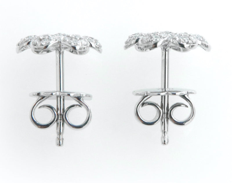 Pavè Diamond Flower Earrings in 18K White Gold