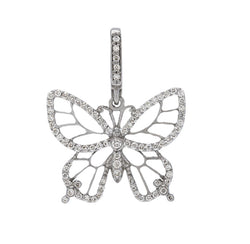 18K White Gold Pavé Diamond Butterfly Pendant
